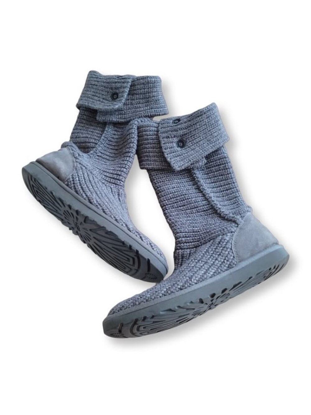 UGG Knit Button Grey Boots 9
